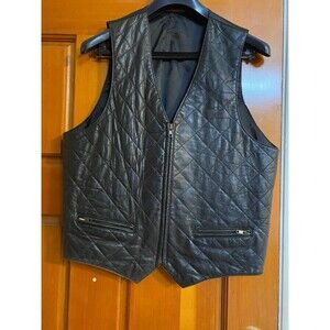 Lambskin Leather Diamond Men’s Quilted Vest SZ M/USA